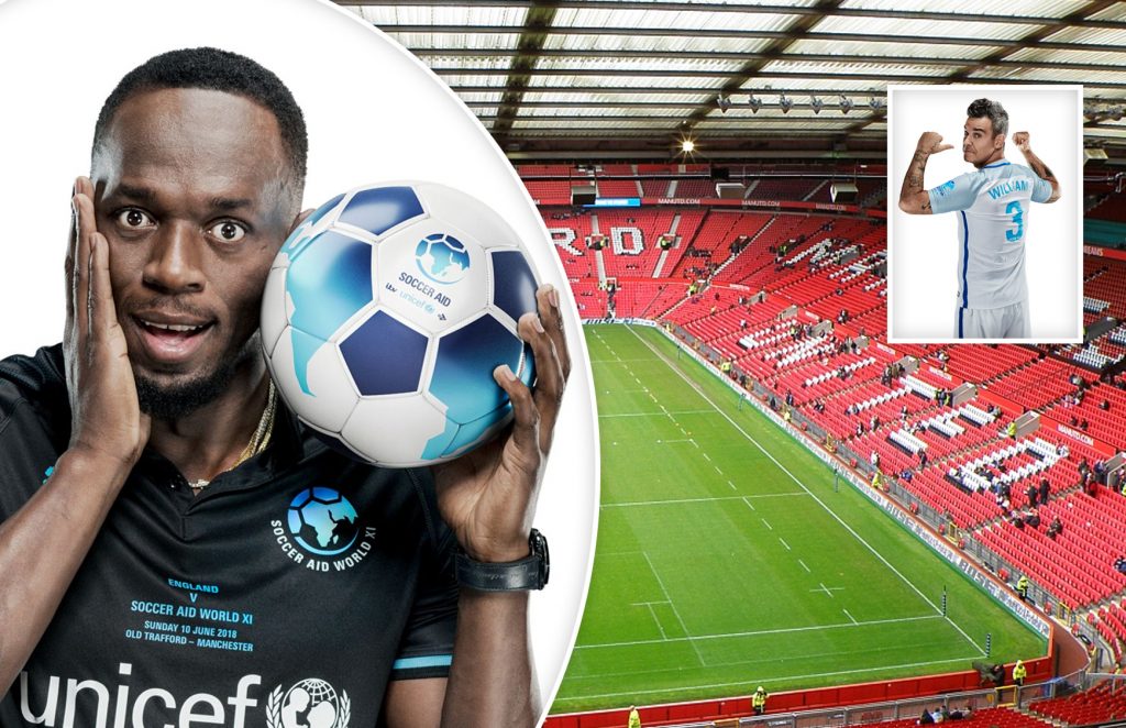 Usain Bolt vs Robbie Williams: A-list celebs get ready to take on the Old Trafford for Soccer Aid