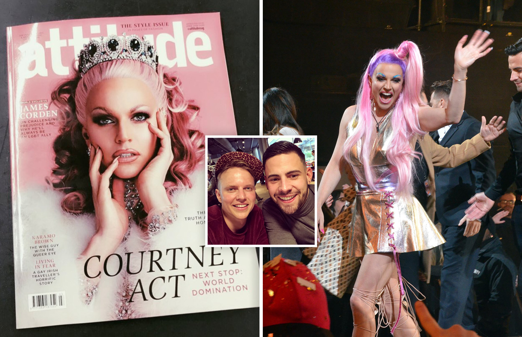 Winner of Celebrity Big Brother and RuPaul's star Courtney Act owns diamond crown on front cover of Attitude Magazine