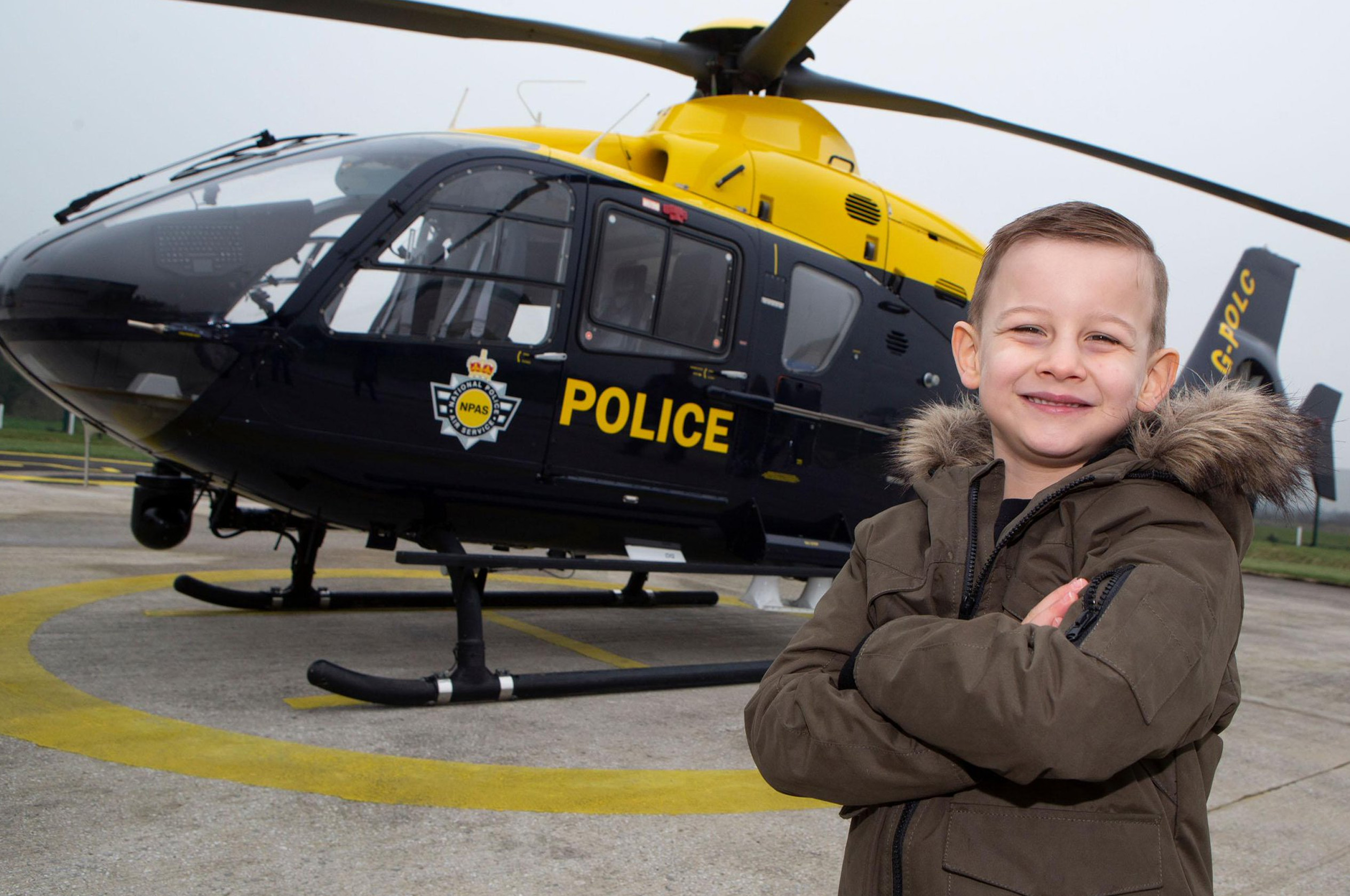 Special surprise for 'wonderful' five-year-old Lewis Anderson who spent Christmas Day handing out sweets to members of the emergency services