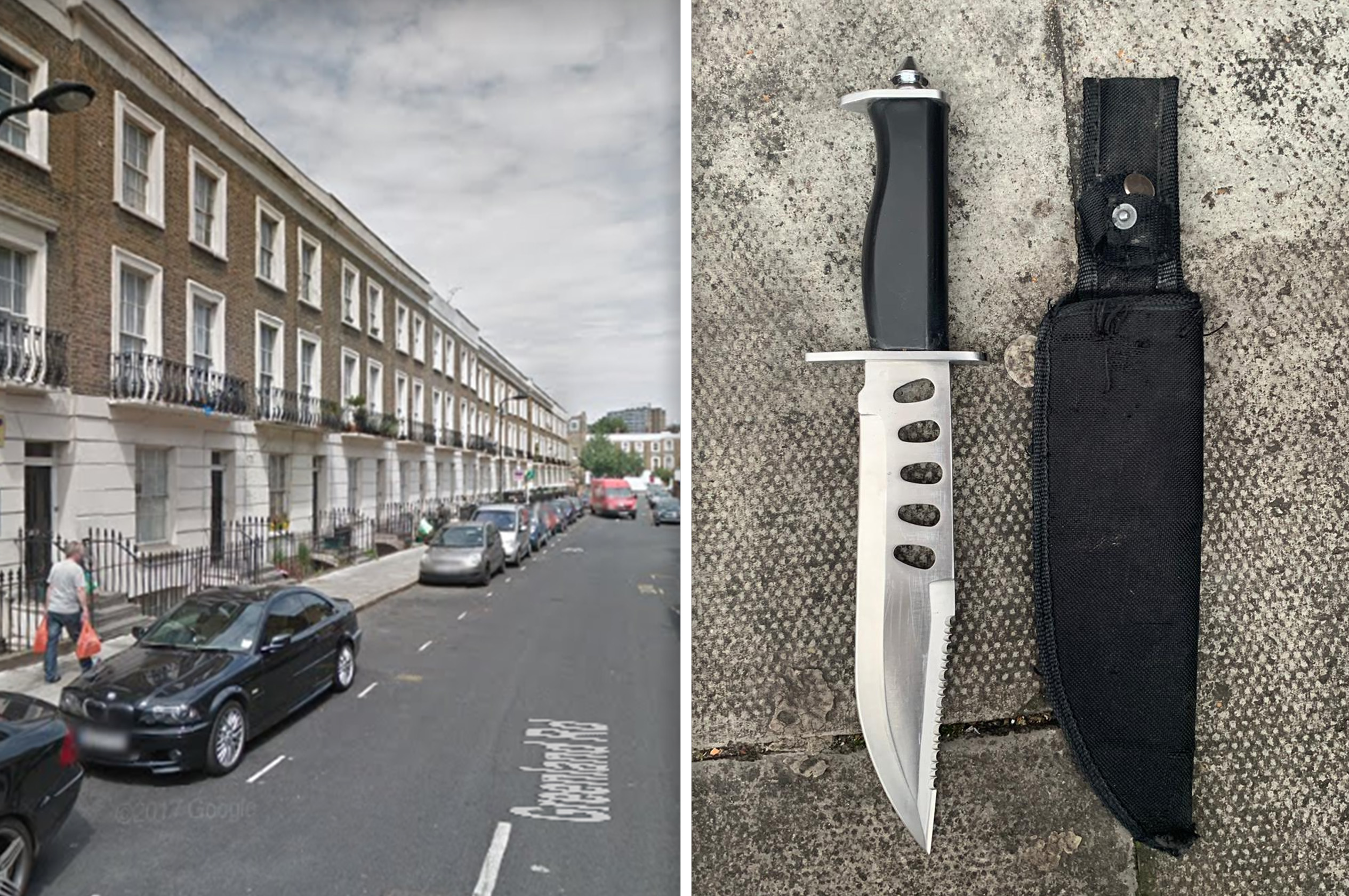 Police find MASSIVE knife on man 'messing around with his waistband' and 'looking very suspicious' while walking in Camden