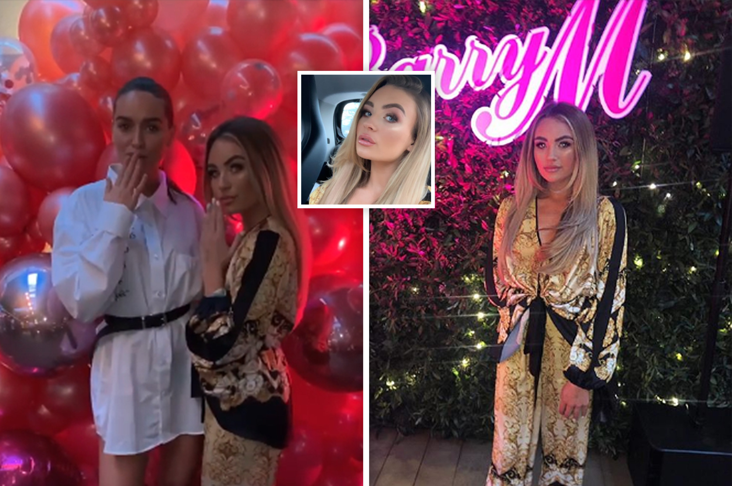 TOWIE newbie Ella Rae Wise sports Versace-inspired two piece as she attends Barry M Cosmetics' 'glitter glow up' party in London