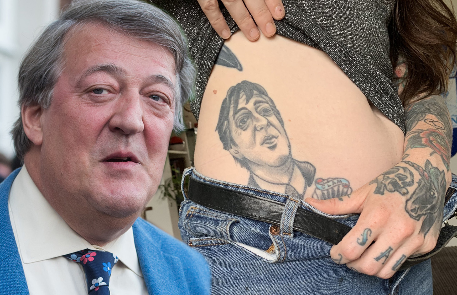 Woman who had Stephen Fry tattooed on her hip for five years shows the British TV star on Twitter and his reply was absolutely hilarious