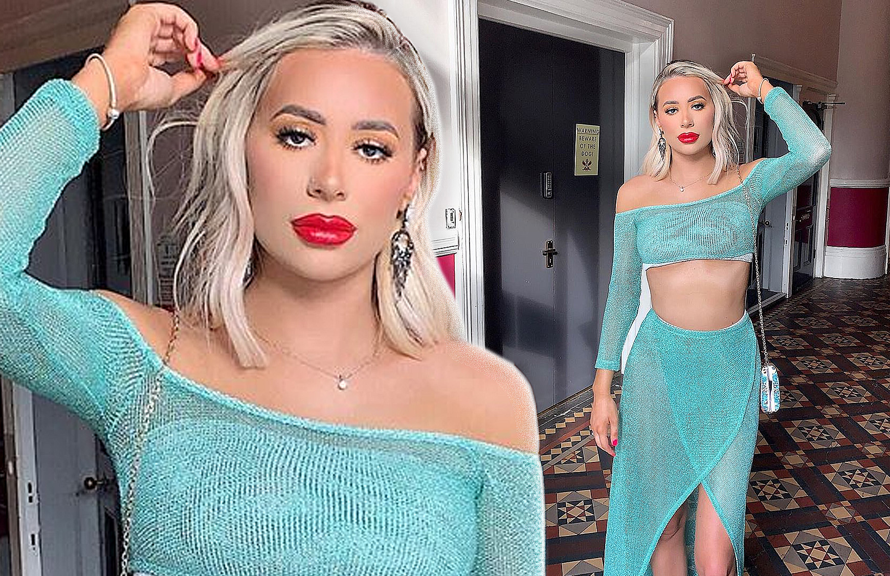 Demi Sims looks effortlessly chic in classy teal crop top and matching skirt as she spends the day filming brand new series of TOWIE