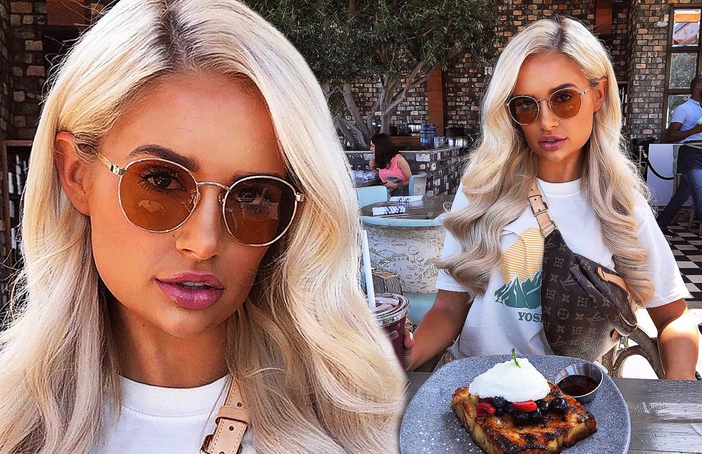 Molly-Mae Hague puts on sassy display while sporting expensive Louis Vuitton bum bag as she enjoys posh breakfast in Beverly Hills