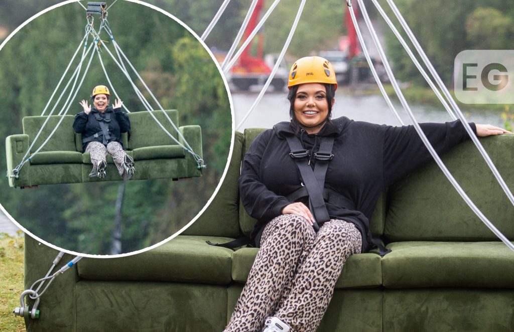 Watch as Scarlett Moffatt is hurtled down 200m zipwire