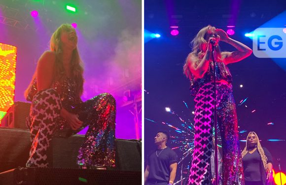Becky Hill sports sequinned two piece at Sundown 2021