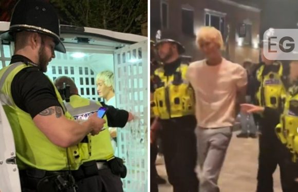 Cops carry drunk former X Factor star into police van