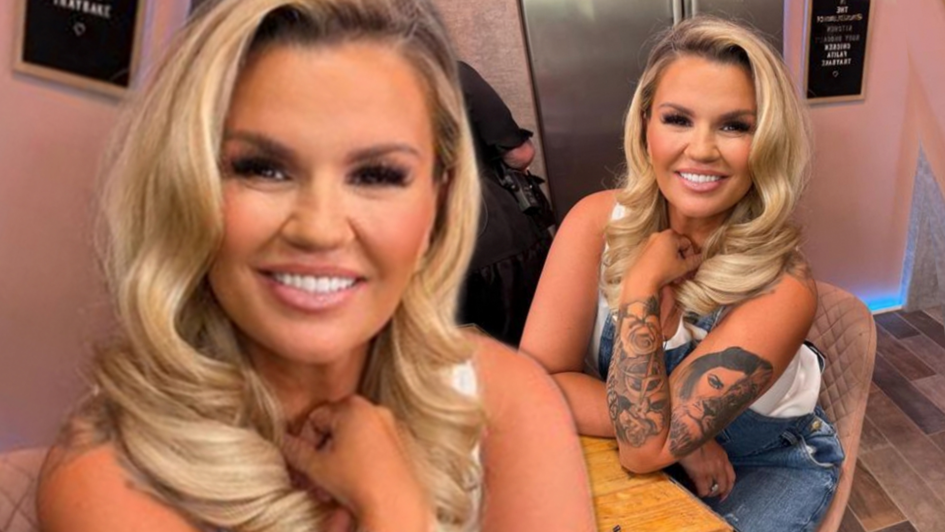Kerry Katona shows off her tattoo sleeve filming at Steph's Packed Lunch