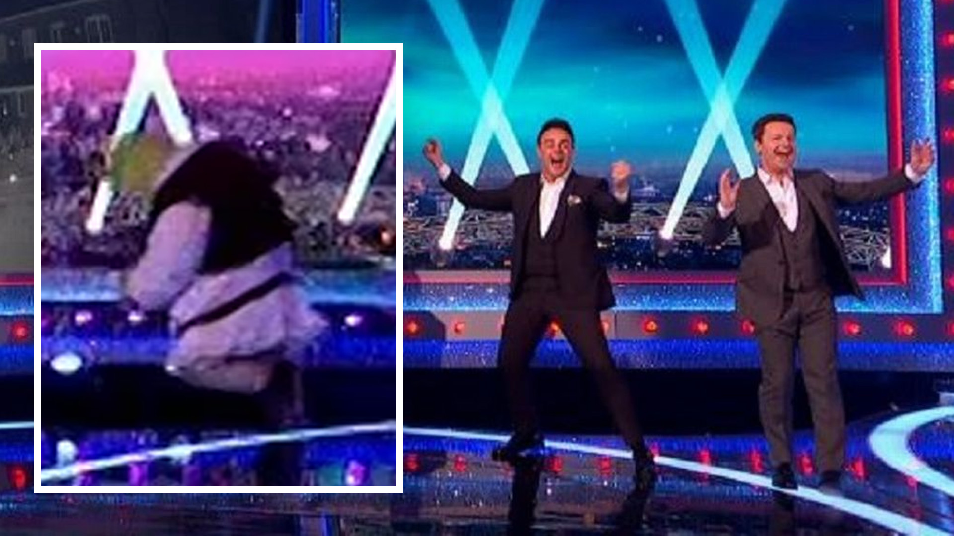 Saturday Night Takeaway in chaos as Shrek falls off ITV stage in live studio blunder